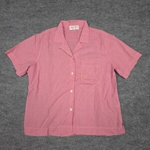 Alex Mill Shirt Women's Medium Pink Button Up Short Sleeve Cotton Wash & Go